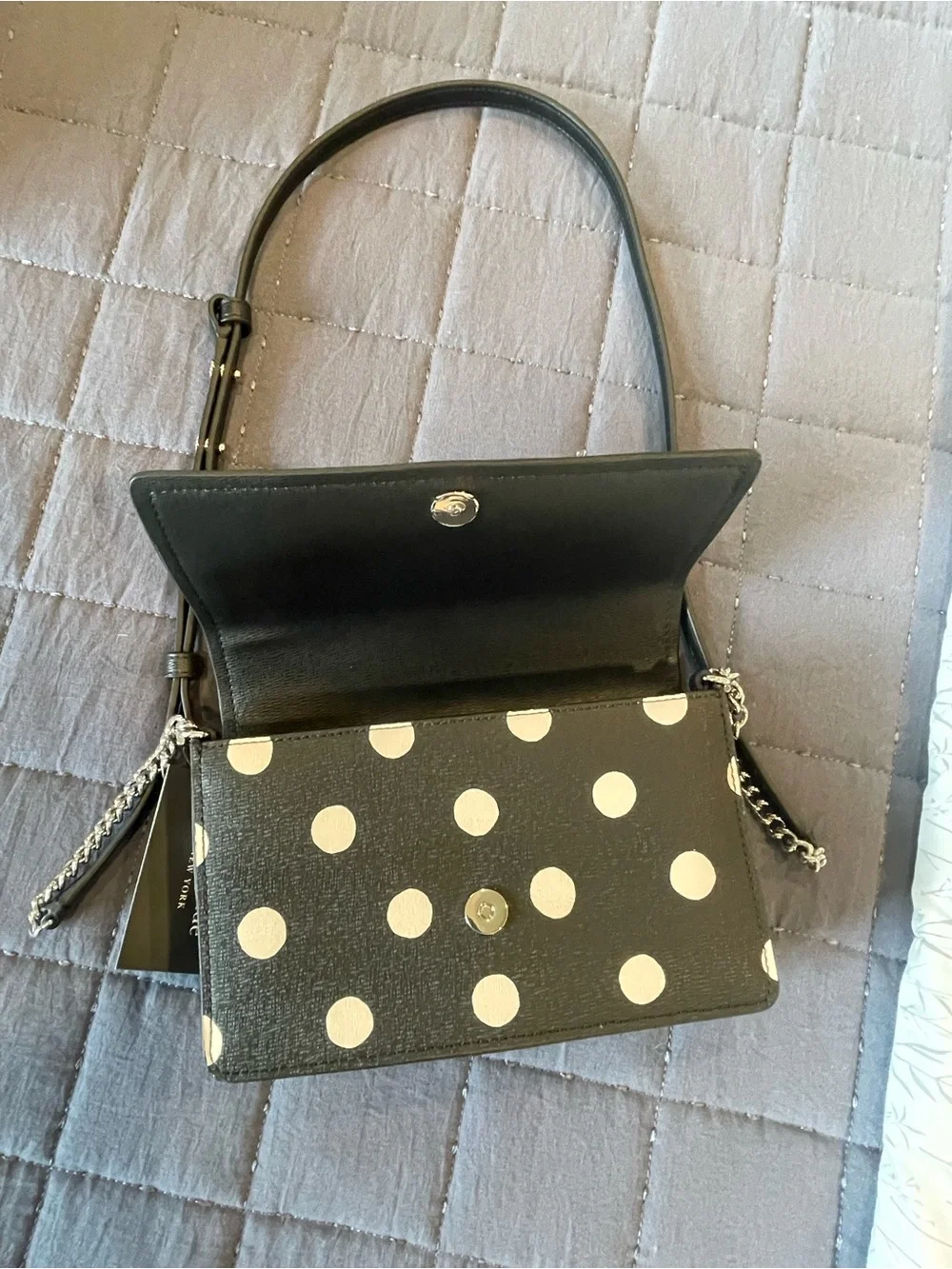 kate spade Black and Cream Polka Dot Crossbody Bag